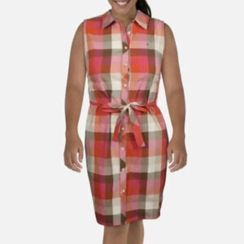 NWOT Tommy Hilfiger Vibrant Multicolor plaid button down Shirt Dress Size 10 - Picture 2 of 16